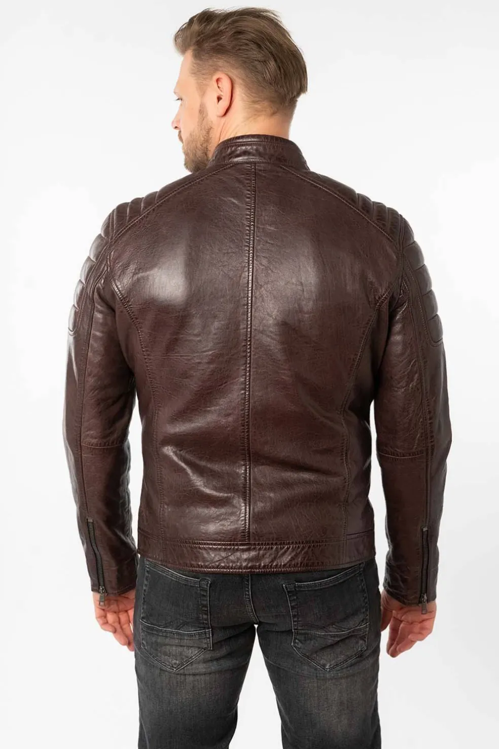 Cazadora de Piel Hombre Gipsy GBDerry 1201 0770 dark oxred