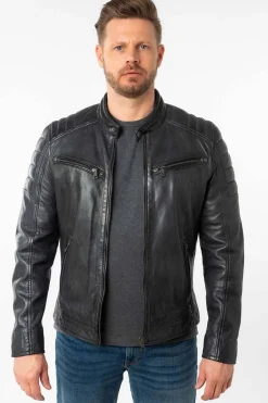 Cazadora de Piel Hombre Mauritius Derry 1201 0770 Dark Blue