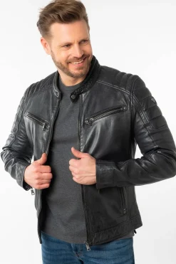 Cazadora de Piel Hombre Mauritius Derry 1201 0770 Dark Blue