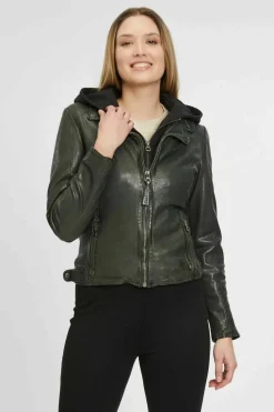 Cazadora Gipsy Mujer YVIE Dark Olive Regular Fit Nappa Lamb