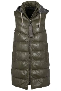 Chaleco de Piel Mujer Gipsy Vivika 1104 0027 Regular Fit Light Olive