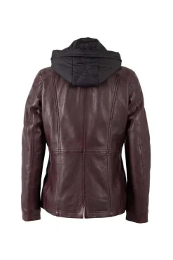 chaqueta de Cuero Mujer mauritius taja 1101 0785 burgundy