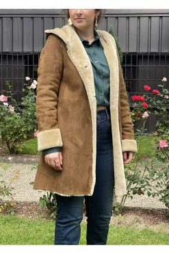 Medinapiel Abrigo piel vuelta con capucha 19009 sandal