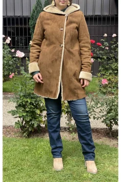 Medinapiel Abrigo piel vuelta con capucha 19009 sandal