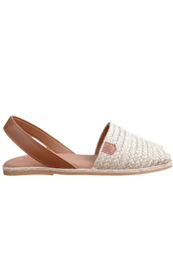 menorquina Mujer Popa plana falesia chiara cuero yute