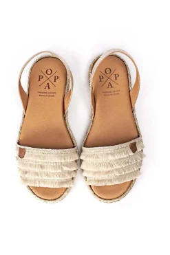 menorquina plana Popa mendoza yute flecos beig