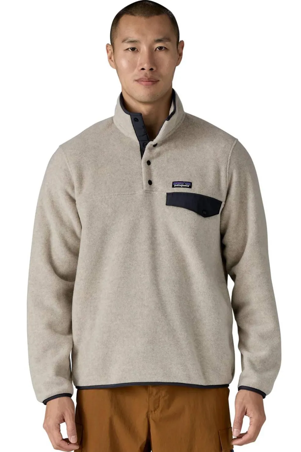 Polar Hombre Patagonia Lightweight Synchilla Snap-T 25551 OTSM Oatmeal Heather Smolder Blue