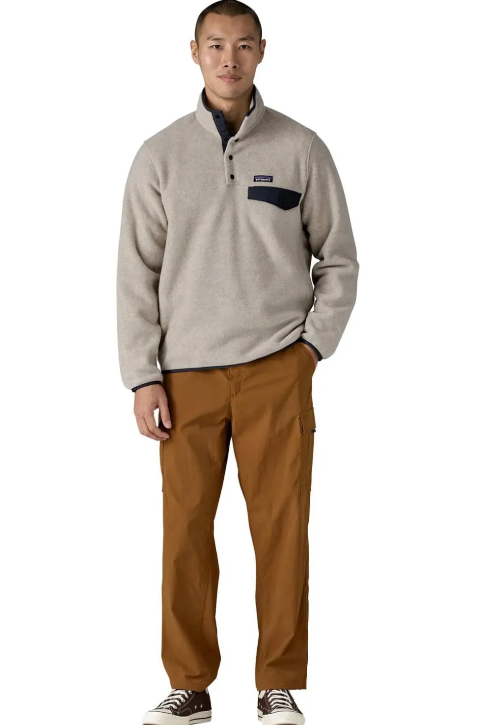 Polar Hombre Patagonia Lightweight Synchilla Snap-T 25551 OTSM Oatmeal Heather Smolder Blue