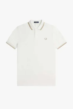 polo hombre Fred Perry m3600 u83 blanco nieve avena gris piedra