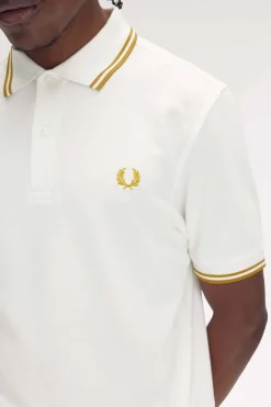 polo hombre Fred Perry m3600 y53 blanco nido de abeja