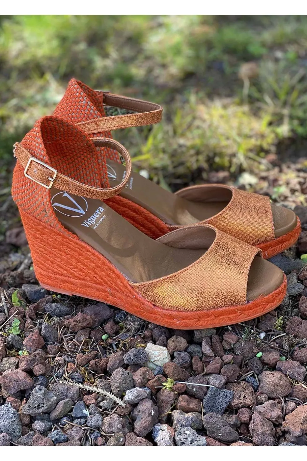 Sandalia Alpargata Viguera 2134 Metal Naranja