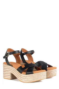 Sandalia Cuña Popa Clifton Piel Negro