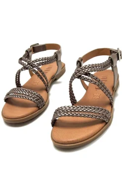 Sandalia Mujer Mustang Maria 54488 C57585 Trenza Metal Plomo