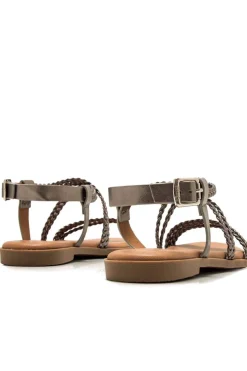 Sandalia Mujer Mustang Maria 54488 C57585 Trenza Metal Plomo