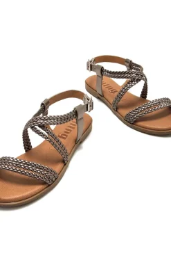 Sandalia Mujer Mustang Maria 54488 C57585 Trenza Metal Plomo