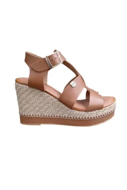 Sandalia Mujer Popa Cuña baja gunga vaqueta cuero