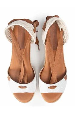 Sandalia Mujer Popa Cuña Valdes Snake Blanco