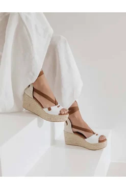 Sandalia Mujer Popa Cuña Valdes Snake Blanco