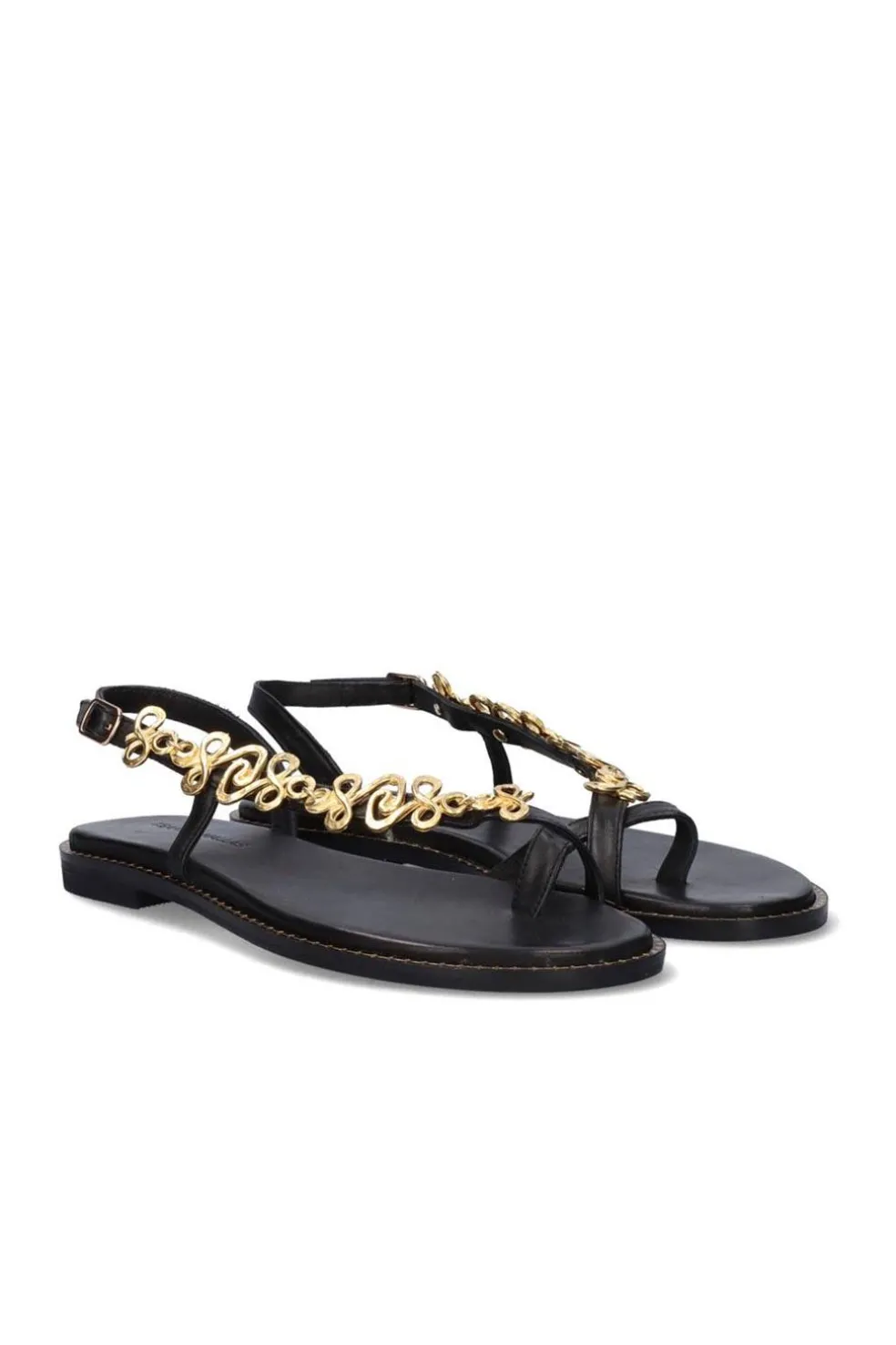 Sandalia Mujer Tsakiris Mallas 577 Chios Leather Black Gold