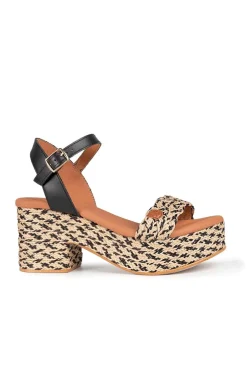 Sandalia tacón Popa Abaka trenzada negro