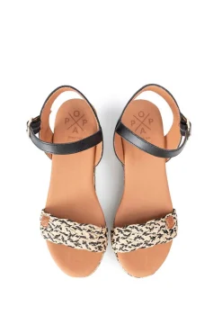 Sandalia tacón Popa Abaka trenzada negro