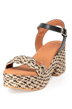 Sandalia tacón Popa Abaka trenzada negro