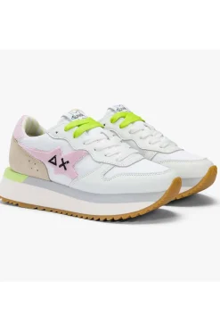 sneakers mujer sun68 z35215 big stargirl spongee logo 0104 bianco rosa