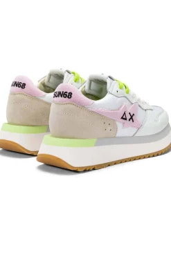 sneakers mujer sun68 z35215 big stargirl spongee logo 0104 bianco rosa