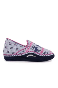 Zapatilla de casa Mujer Nordikas 2000 Renos Marino